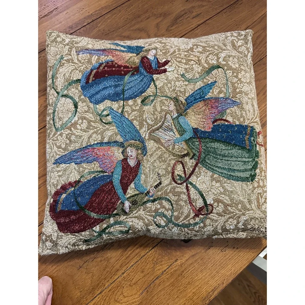 Three Angels With Musical Instruments Tapestry‎ Throw Pillow Christmas 16